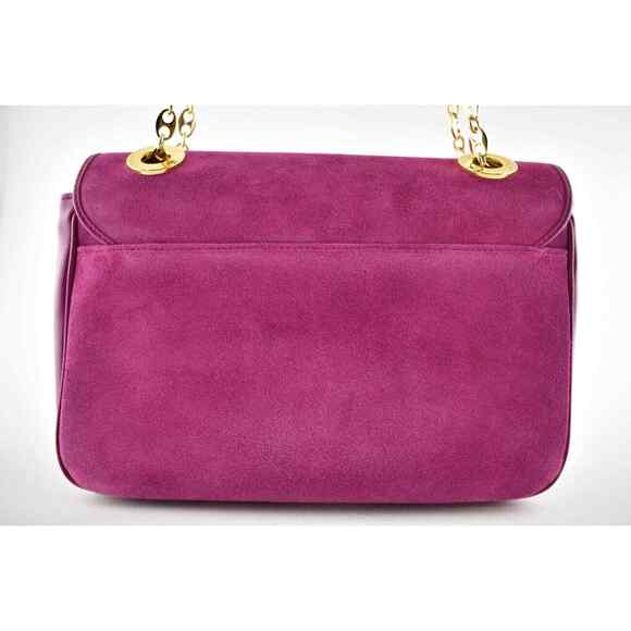 Gucci Marina Small Fuchsia Pink Suede Gold Logo Chain Shoulder Crossbody Bag - Picture 8 of 12